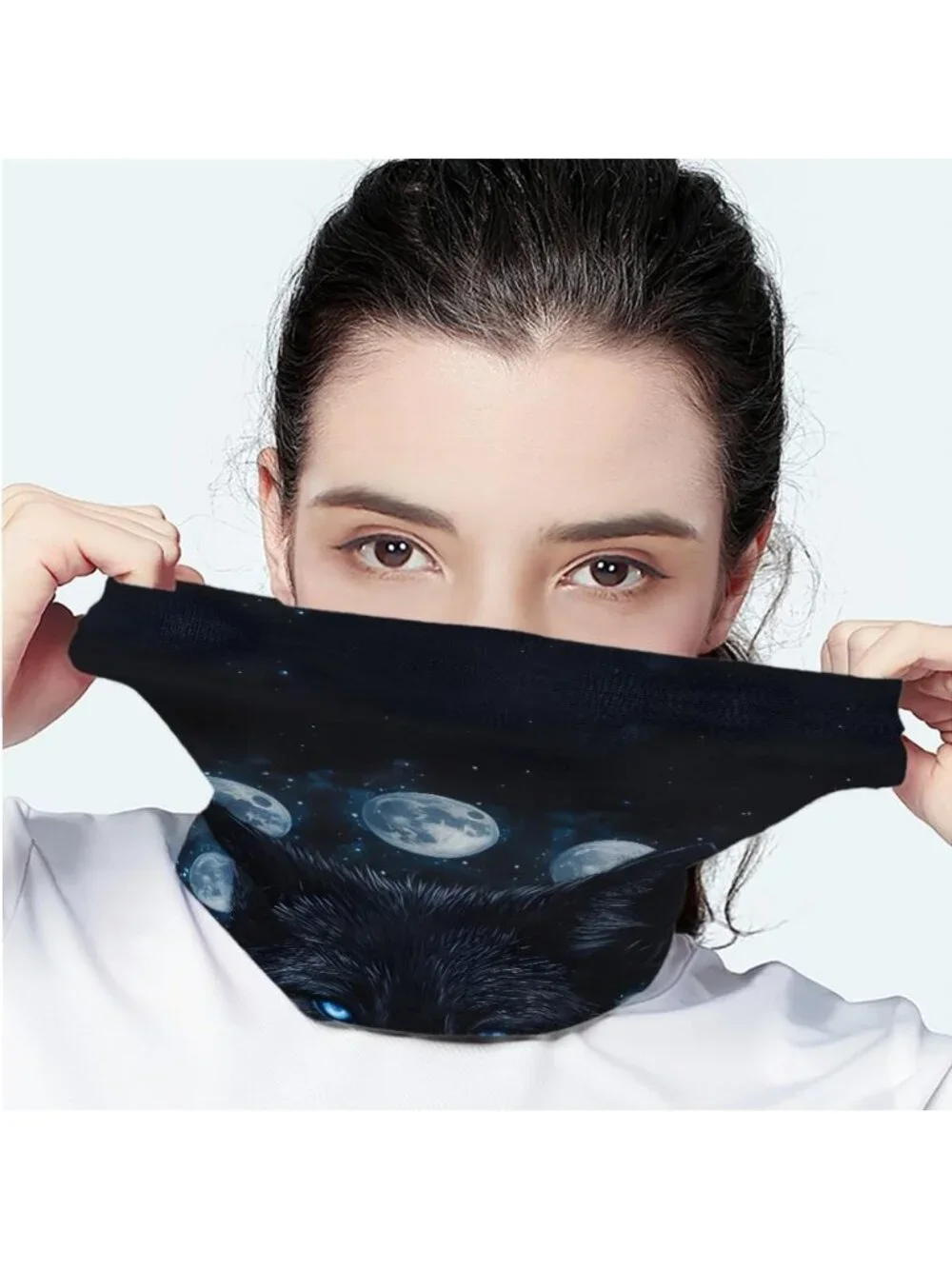 3D Wolf Print Balaclava Neck Gaiter Tube Scarf for Dust, Wind & Sun Protection